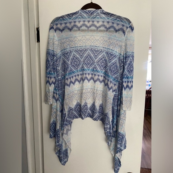 Chicos Womens Cardigan Size 1 Blue White Open Light Boho Casual Preppy - Picture 6 of 8